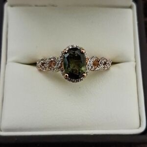 Chrome Tourmaline & White Ziron Halo Enfinity Style Ring.